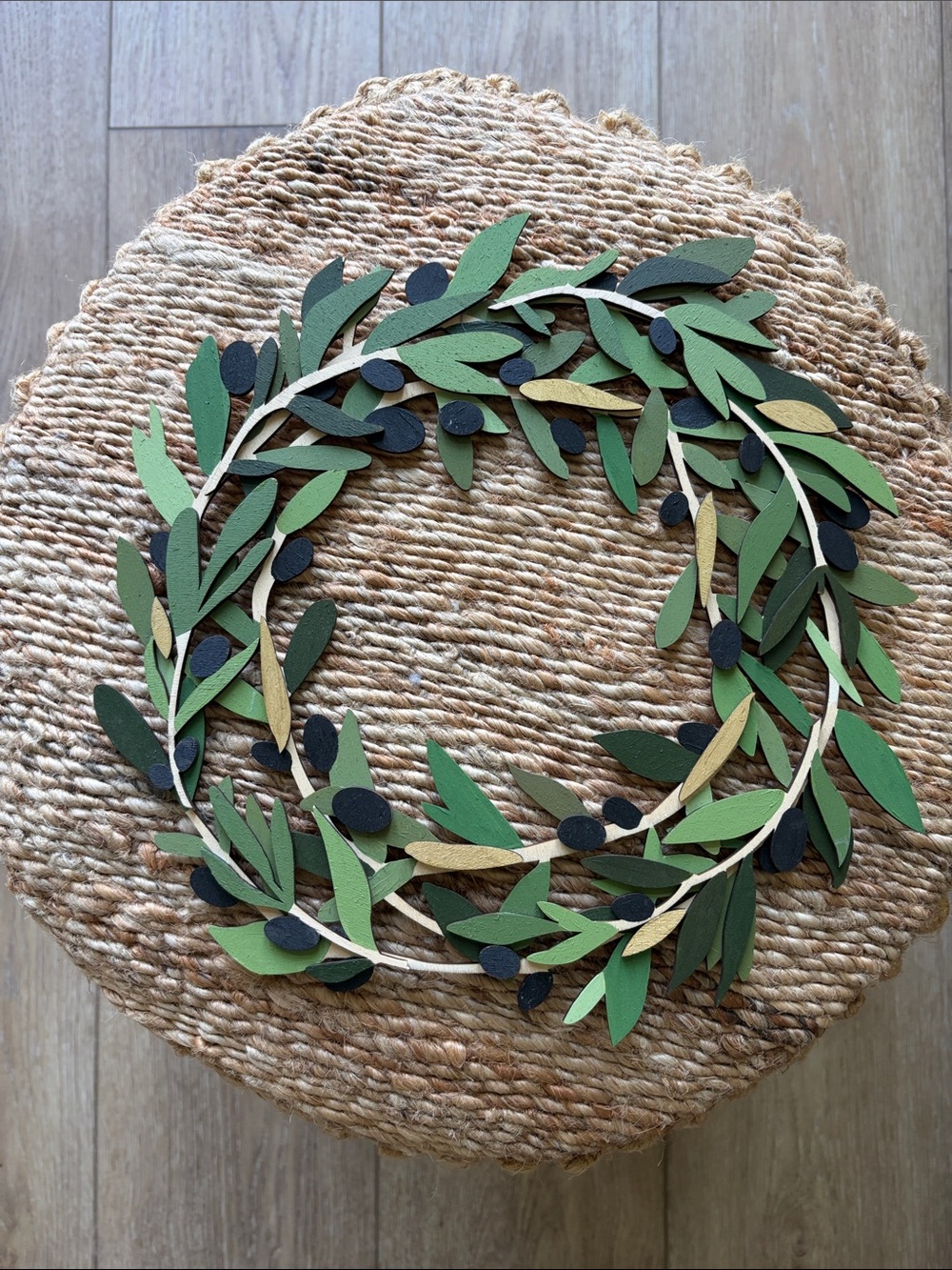 Olive Wreath Layered Hand Painted Handmade in United Kingdom Wall Decor